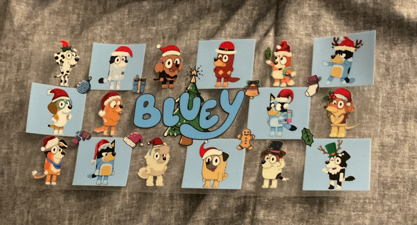 #192 Blue cartoon dog Christmas