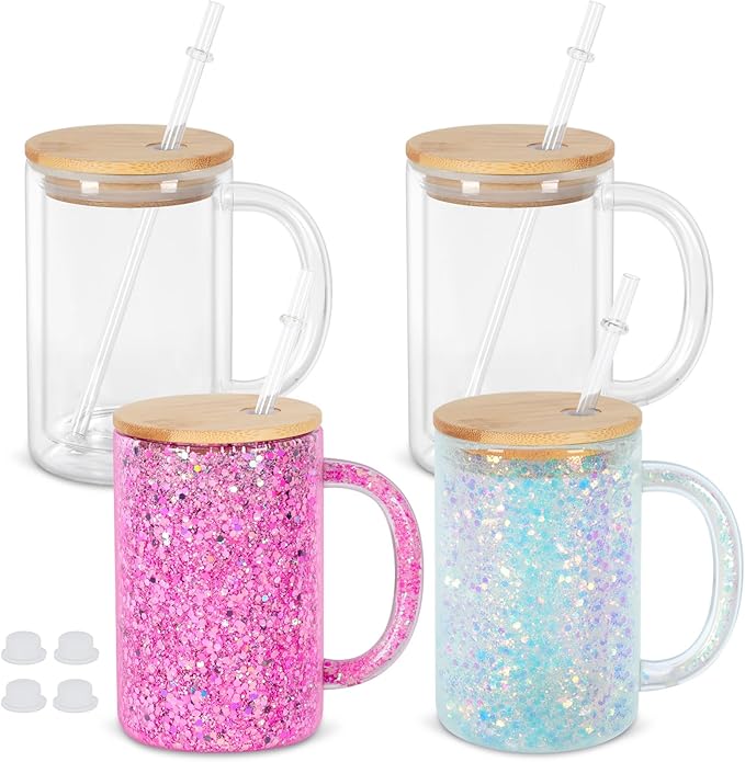 16 oz Glass Snow Globe Mug