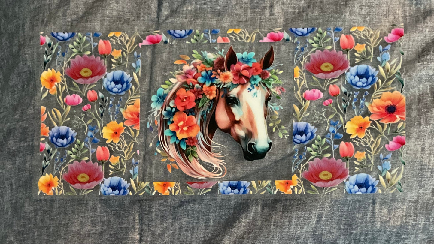 #145 horse w/ flowers
