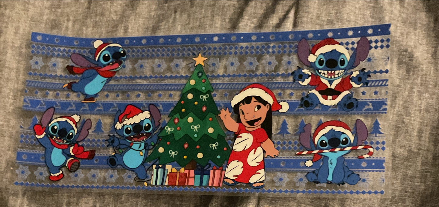 #185 Cartoon girl and blue alien Christmas