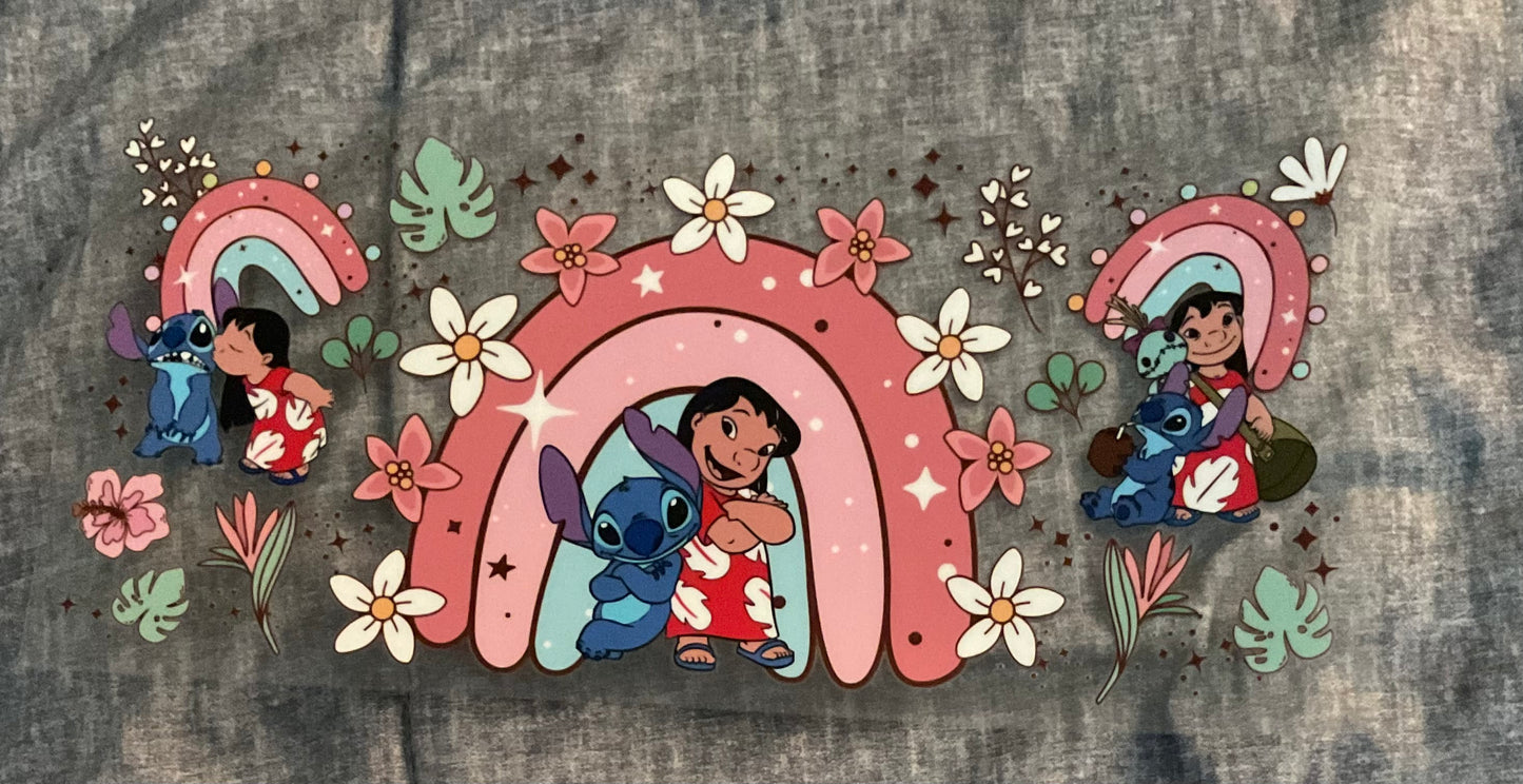 #73 Cartoon Polynesian girl and blue alien