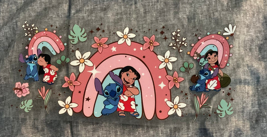 #73 Cartoon Polynesian girl and blue alien