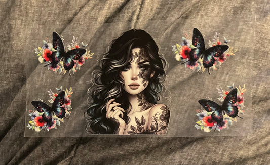 #166 Tattoo girl w/ butterflies